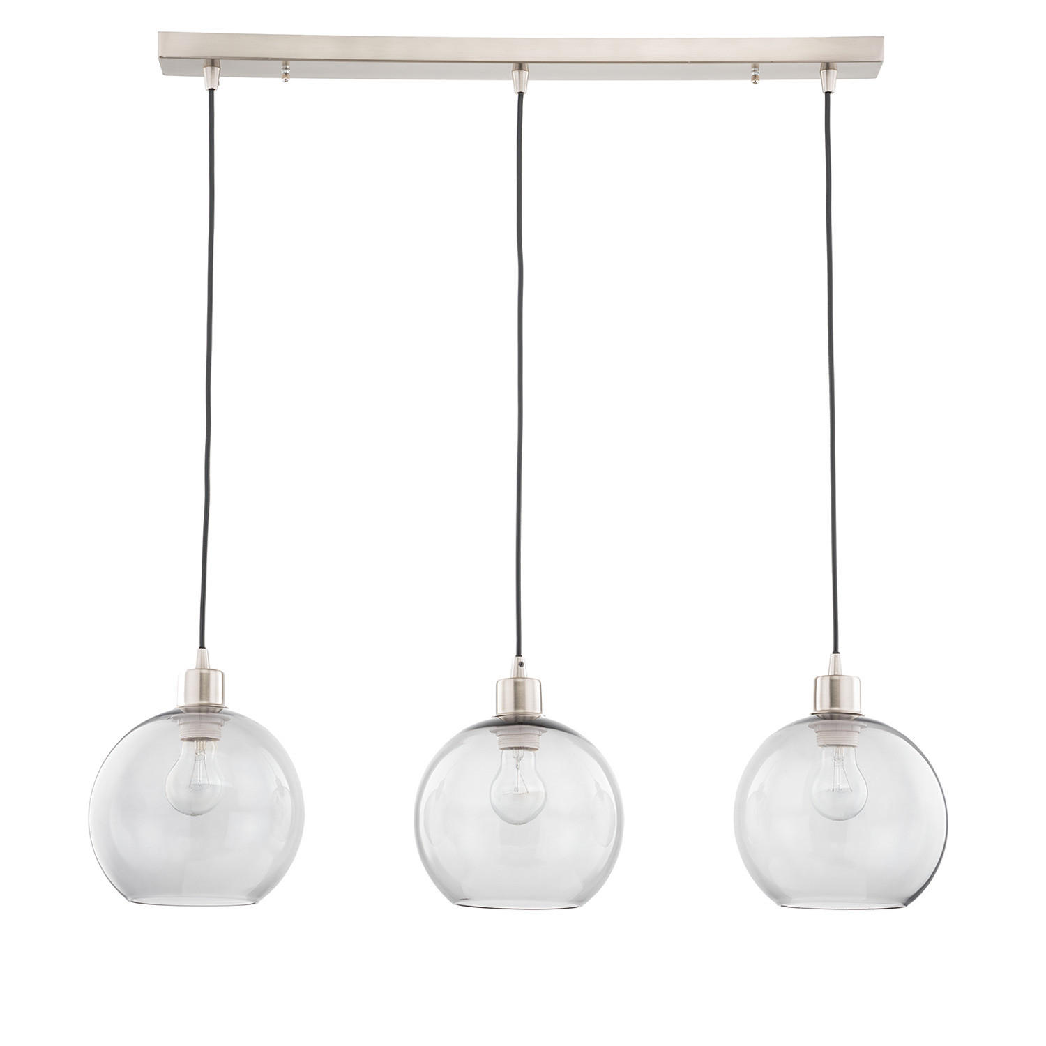 PENDELLEUCHTE - Eisen / Glas - 3-flammig - Silberfarben, Glas/Metall (20/81/150cm) - home24