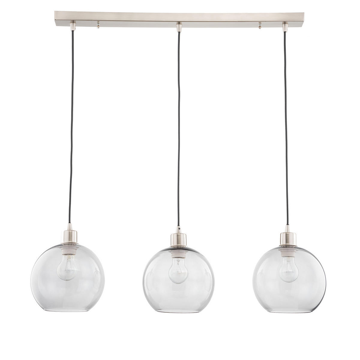 PENDELLEUCHTE - Eisen / Glas - 3-flammig - Silberfarben, Glas/Metall (20/81/150cm) - home24