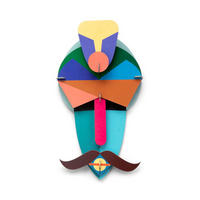 WANDDEKO Casablanca-Maske 24/8 cm - Blau/Multicolor, Wellpappe (24/8/44cm) - KUNSTLOFT
