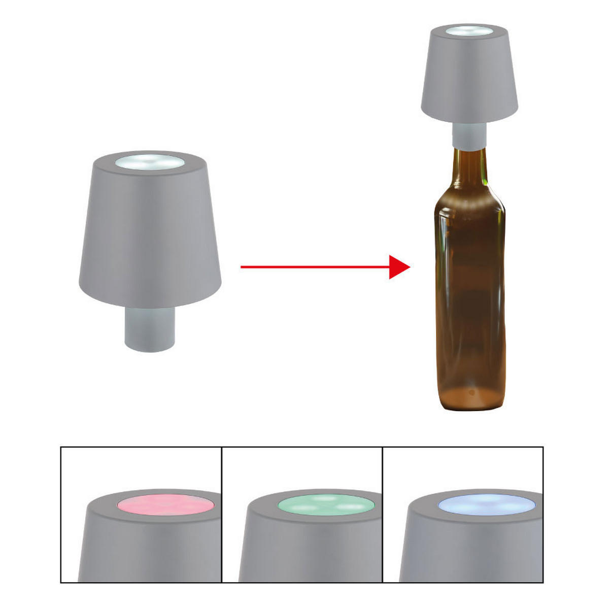 LED TISCHLEUCHTE YARA Grau - Grau, Kunststoff (10.5/10.5/14cm) - Globo Lighting