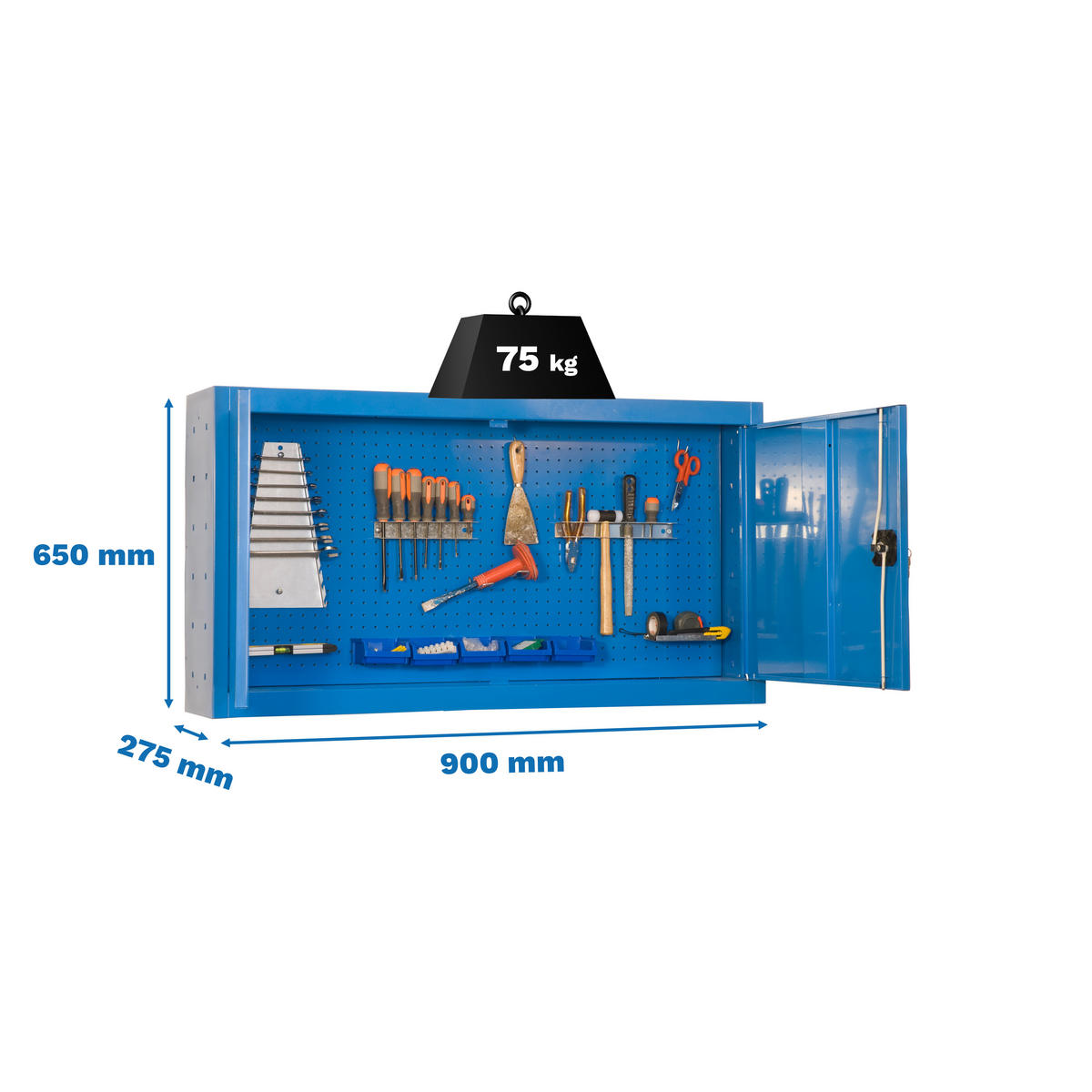 WERKZEUGSCHRANK Hängend Amego HxBxT 65x90x27,5 cm Metall Abschließbar Blau - Blau, Metall (90/65/27.5cm) - PROREGAL