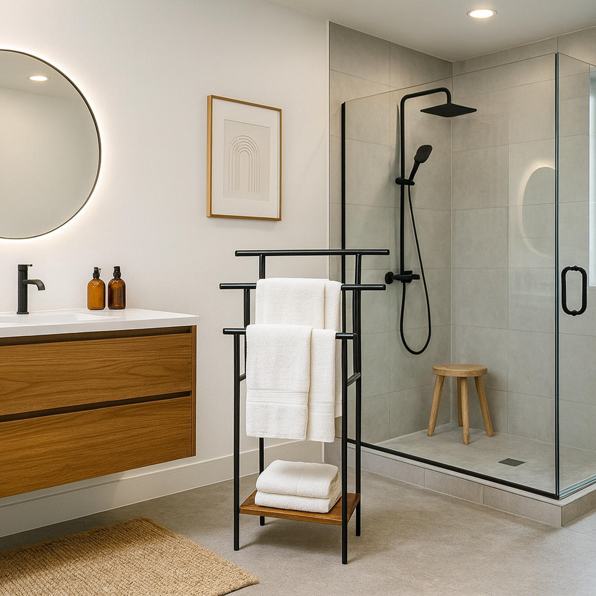 HANDTUCHSTÄNDER - Multicolor, Holzwerkstoff/Metall (68/100/30cm) - Relaxdays