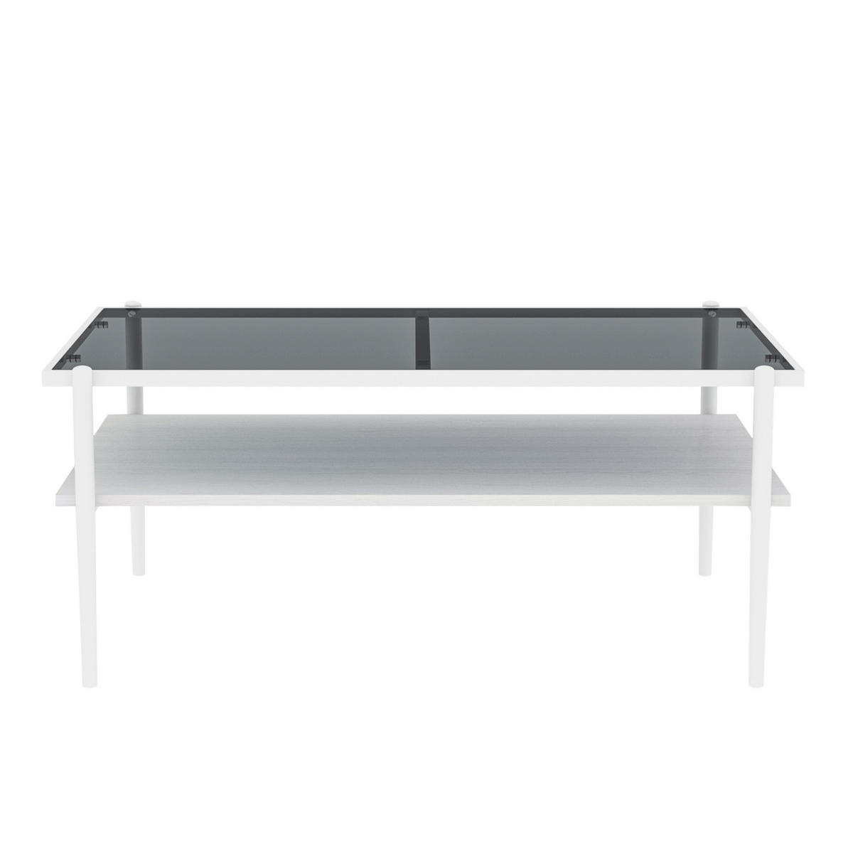 COUCHTISCH 97,5/61,5/45 cm aus Glas und MDF mit Ablage in Grau/Weiß - Weiß, Glas (97.5/61.5/45cm) - Flora Grace