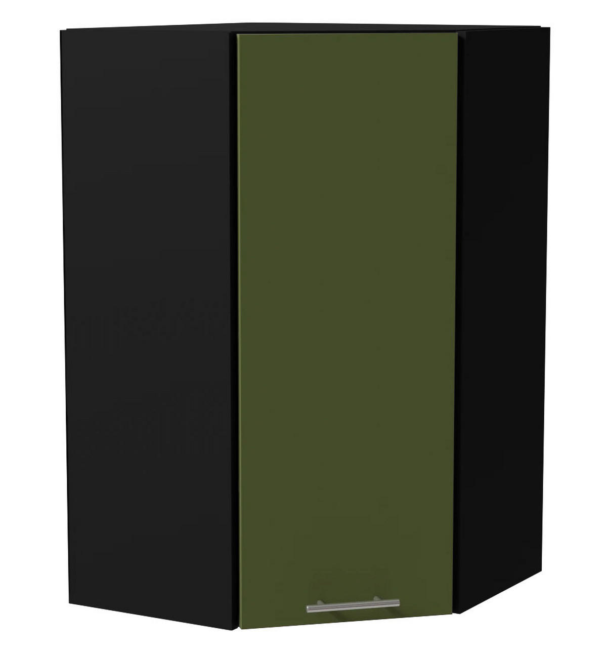 ECKHÄNGESCHRANK Brerra RAL 6025 farngrün Matt / Schwarz Matt 60 / 60 / 96cm - Schwarz/Grün, Holz/Holzwerkstoff (60/96/60cm) - Feldmann-Wohnen
