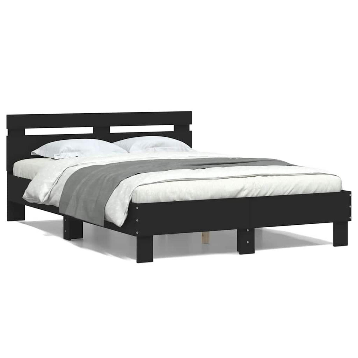 BETT Mit Led-Beleuchtung Ohne Matratze Schwarz 120/200 Cm - Schwarz, Holzwerkstoff (120/200cm) - vidaXL