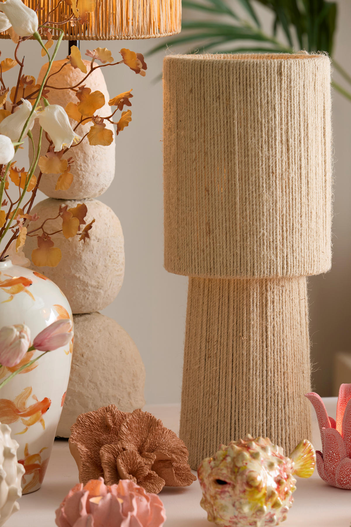 TISCHLAMPE Pitino Braun Ø21,5/54,5 cm - Beige, Textil (21.5/21.5/54.5cm) - Light & Living