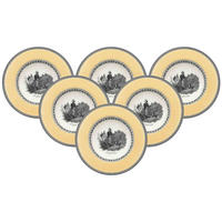 SUPPENTELLER Audun Chasse weiß-grau-gelb ø 24,2 cm 6er Set - Gelb/Weiß, Keramik (24.2cm) - Villeroy & Boch