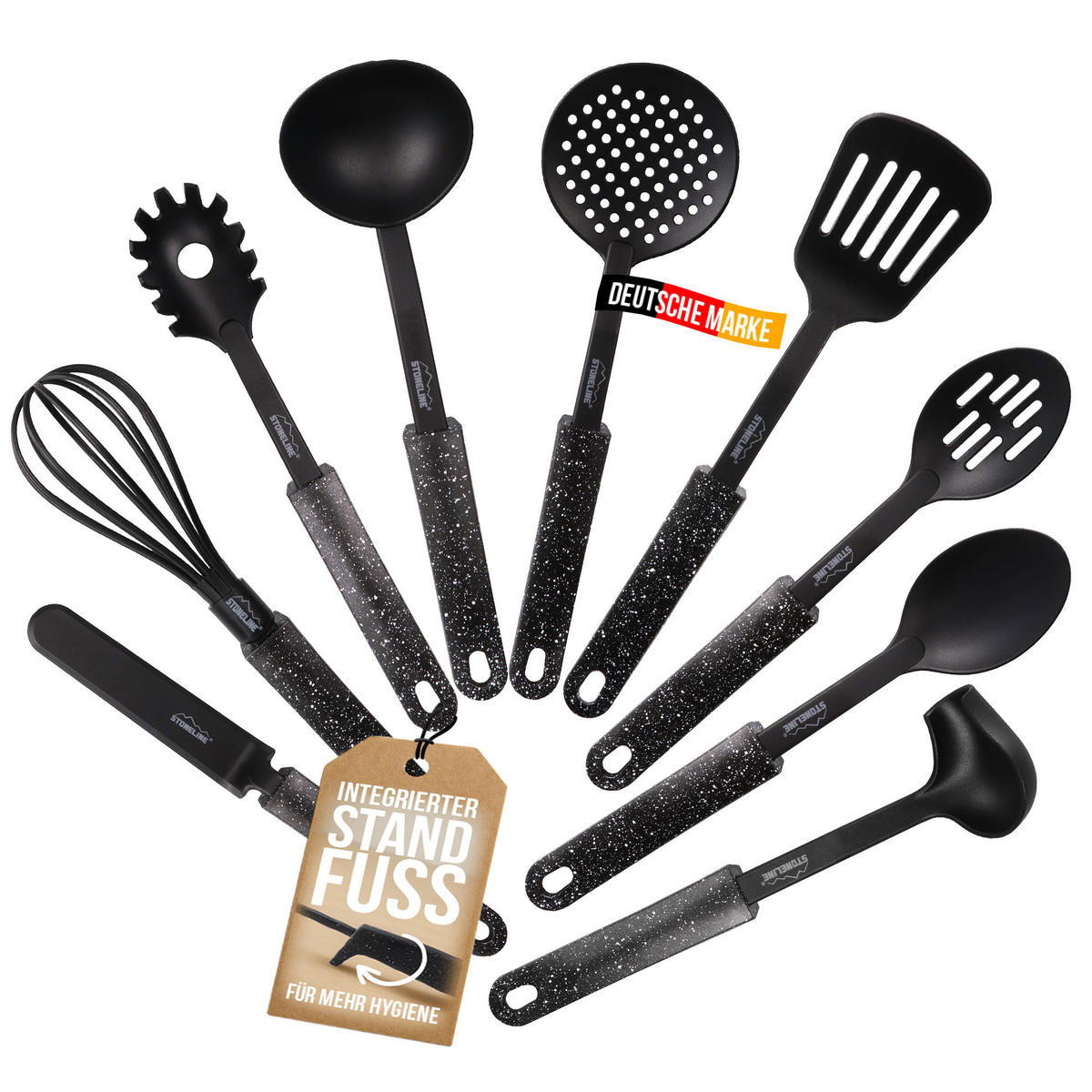 KÜCHENHELFER-SET 9-TEILIG - Schwarz, Metall - Stoneline