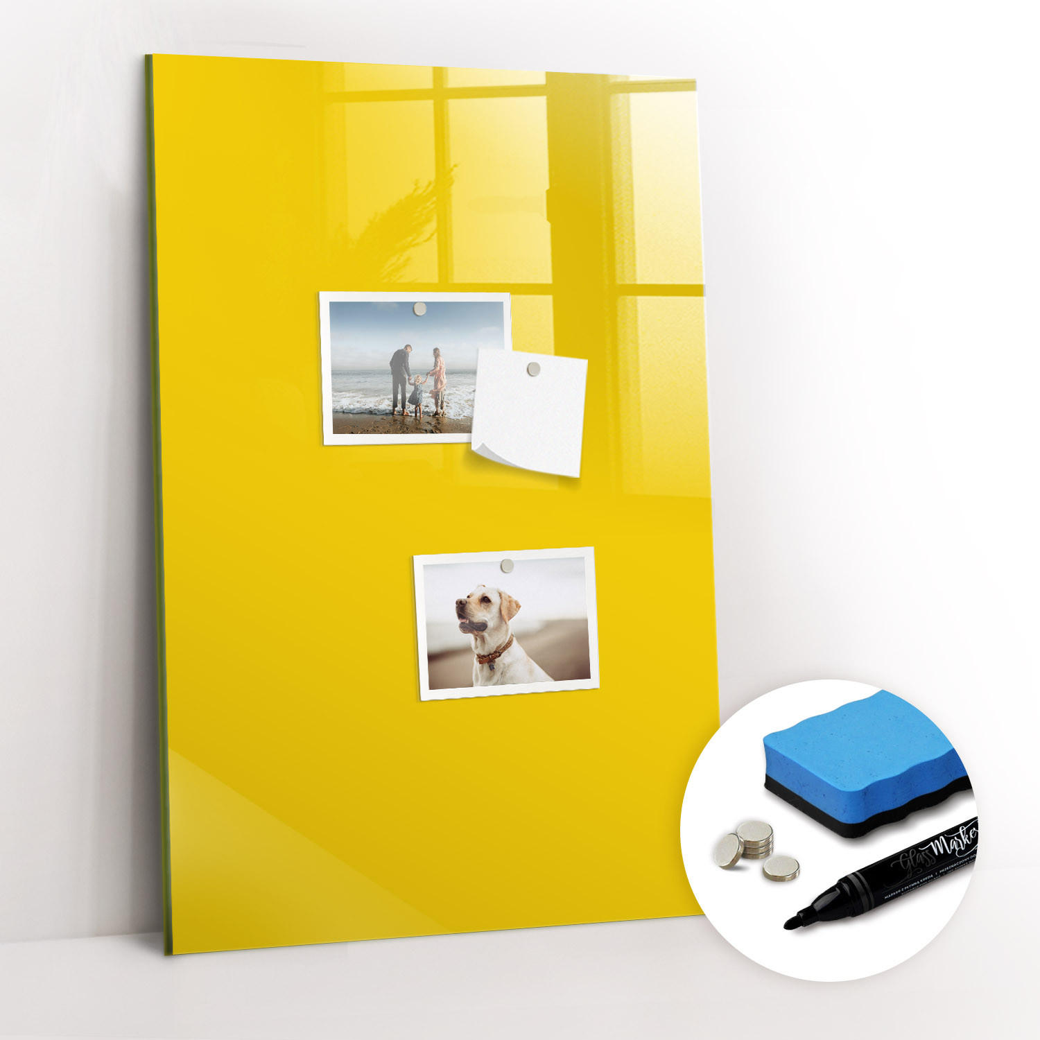 MAGNETTAFEL 40x60 Gelb schwarzer Marker - Gelb, Glas (40/0.4/60cm) - TULUP