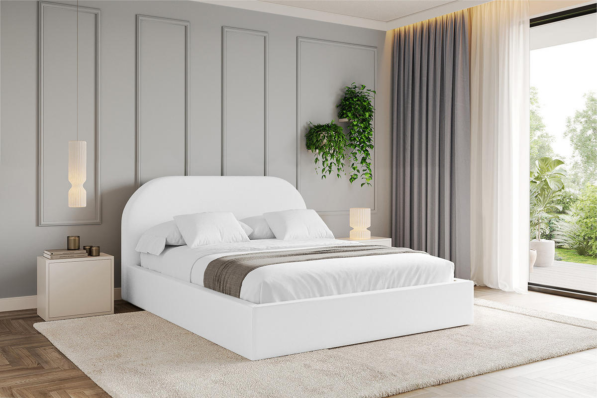 POLSTERBETT mit Bettkasten und Lattenrost, Bett mit Matratze H3/H4 - TIVON 180x200 Weiß Kunstleder - Weiß Hochglanz, Holzwerkstoff/Textil (180/200cm) - ALTDECOR