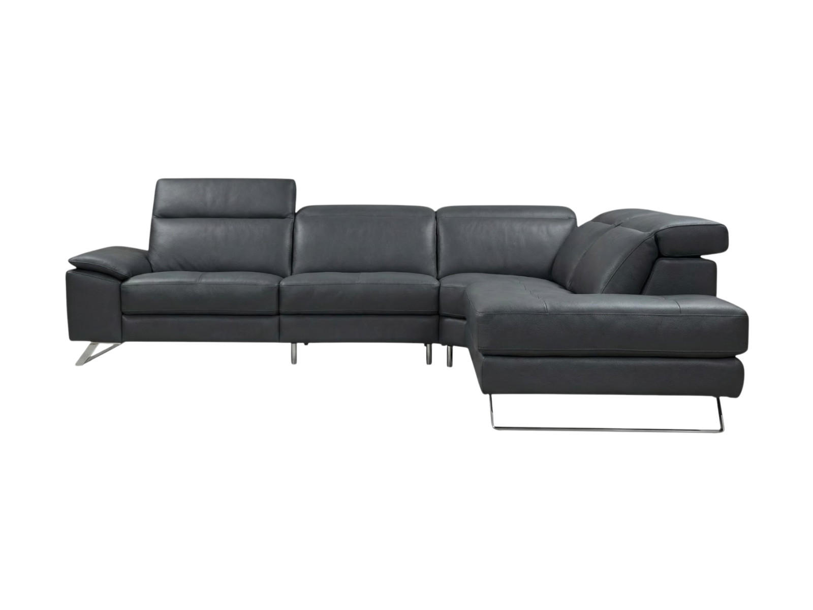 ECKSOFA Genius Echtleder Anthrazit - Anthrazit, Leder/Metall (264/230cm)