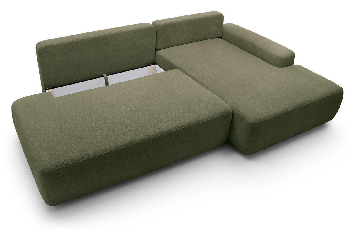 ECKSOFA 275 cm mit Schlaffunktion Orea O, Rechts, Grün - Grün, Holz (164/276cm) - Emporius
