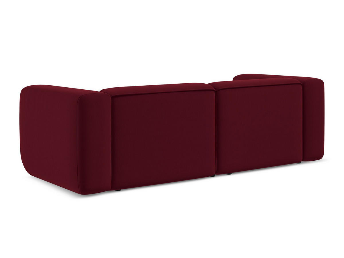 3-SITZER SOFA Samt Stoff Rot - Bordeaux/Rot, Kunststoff/Textil (228/70/89cm) - Makamii