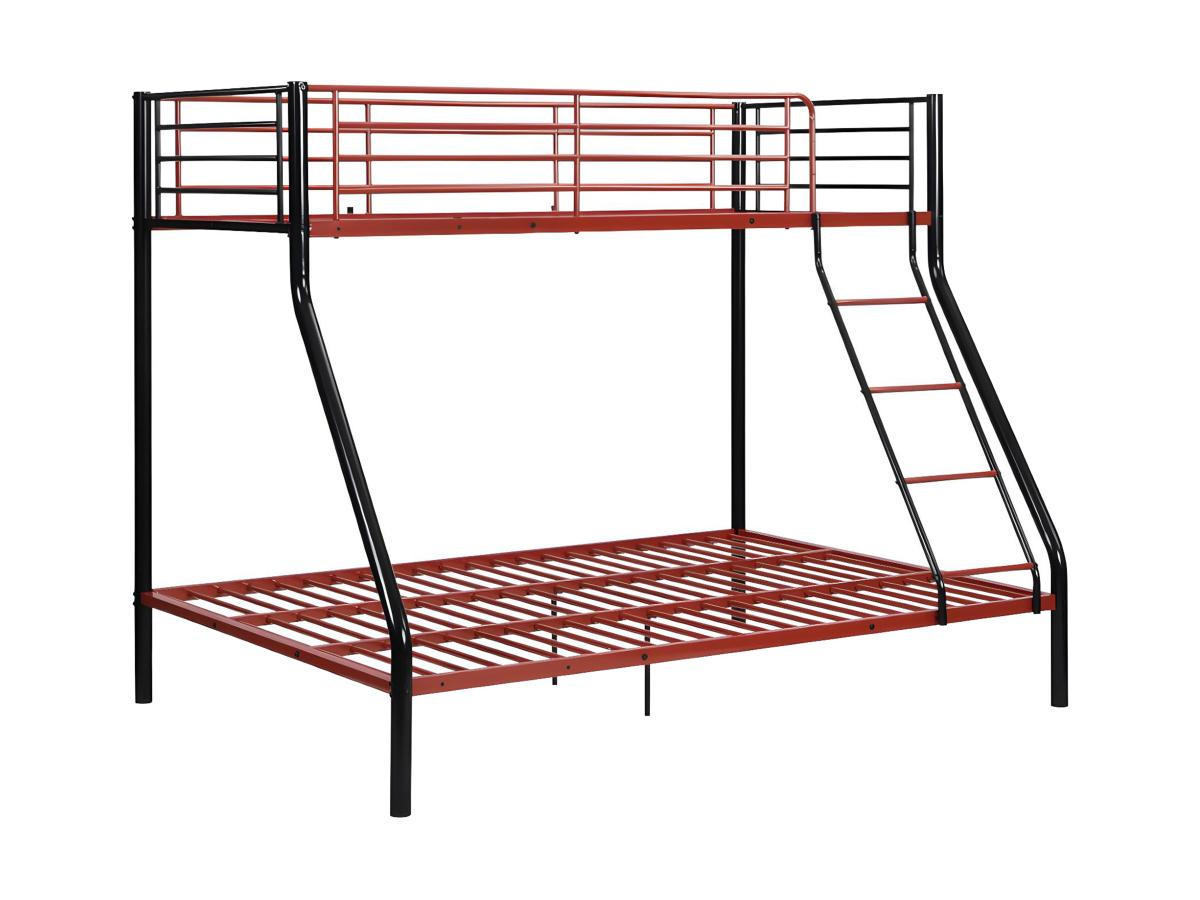ETAGENBETT - 90 & 140 x 190 cm - Stahl - Schwarz & Rot - ELEVATIO IV - Rot/Schwarz, Metall - Vente-Unique