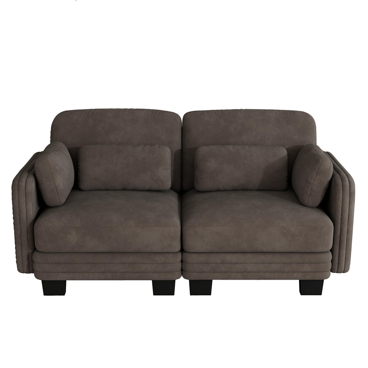 2-SITZER-SOFA Modular Chenille mit Kissen, DE-42686, Braun - Braun, Holz (176/88/88cm) - ComfortXL