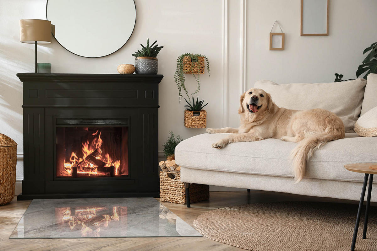 GLASPLATTE für Kamin 100x70 cm Grau - Grau, Glas (100/70/0.4cm) - ArtPrintCave