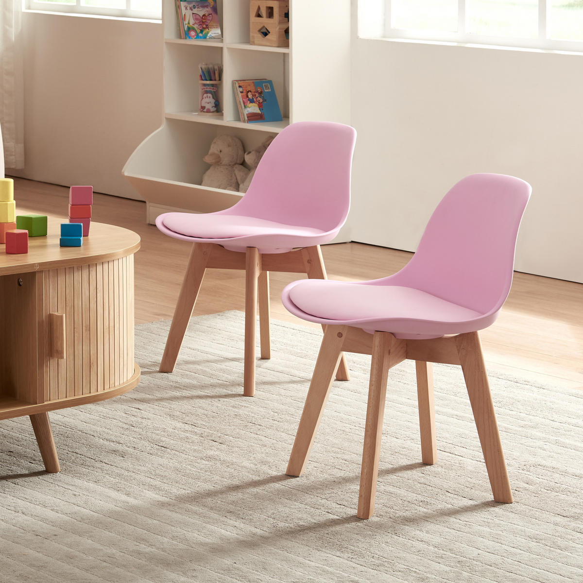 KINDERSTUHL Elvdal - Pink/Naturfarben, Holz/Kunststoff (38/56/33cm) - [en.casa]