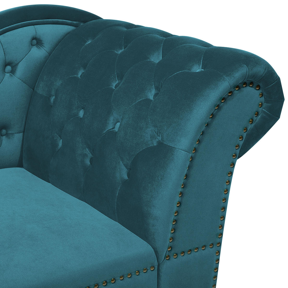 CHAISELONGUE Samtstoff blaugrün rechtsseitig Nimes - Dunkelbraun/Blaugrau, Textil (170/79/61cm) - Beliani
