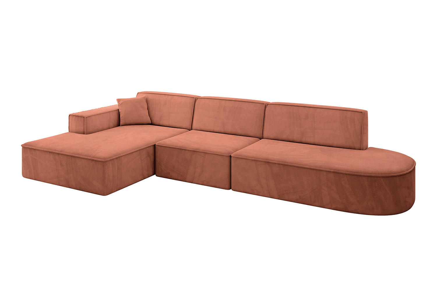 ECKSOFA Ottomane Links IREA-L2-v4 - 318x165x72,5 cm Apricot - Koralle, Holzwerkstoff/Textil (318/165cm) - ALTDECOR