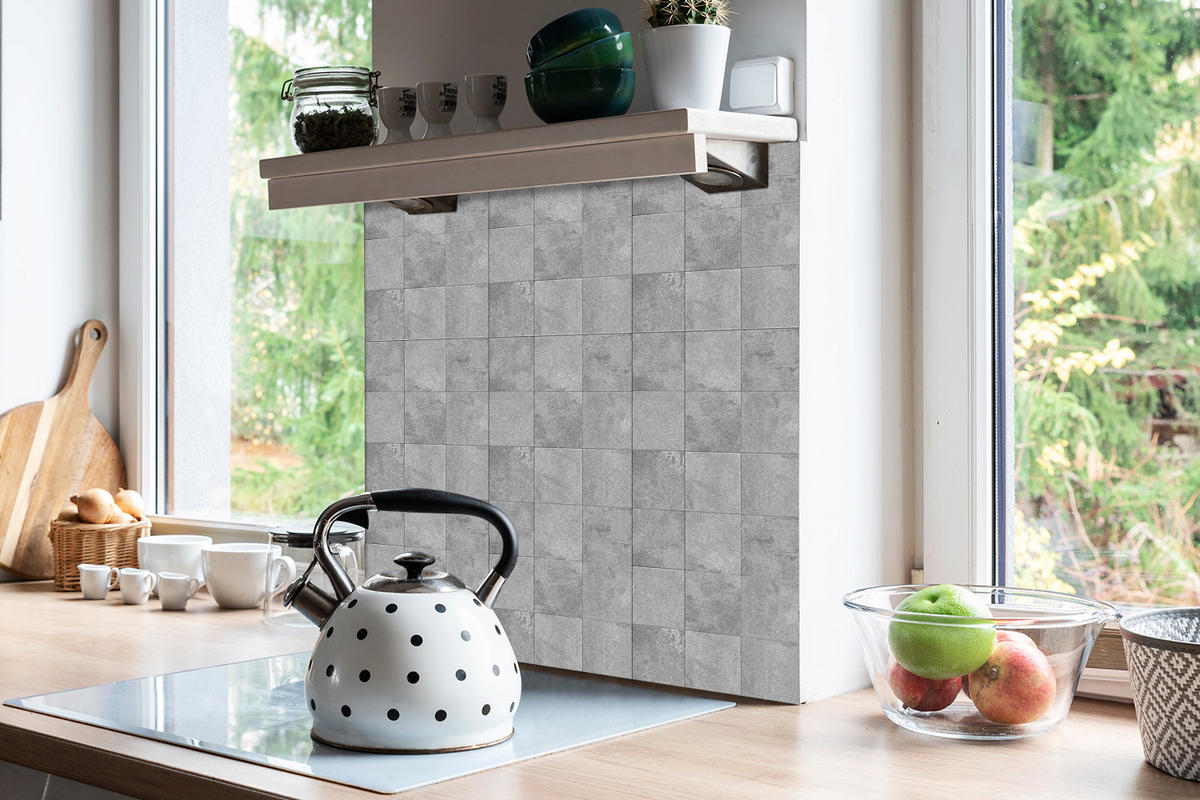 FLIESENAUFKLEBER 9 Stück 30x30 cm selbstklebend Beton-Patchwork - Grau, Textil (30/1.6/30cm) - TULUP