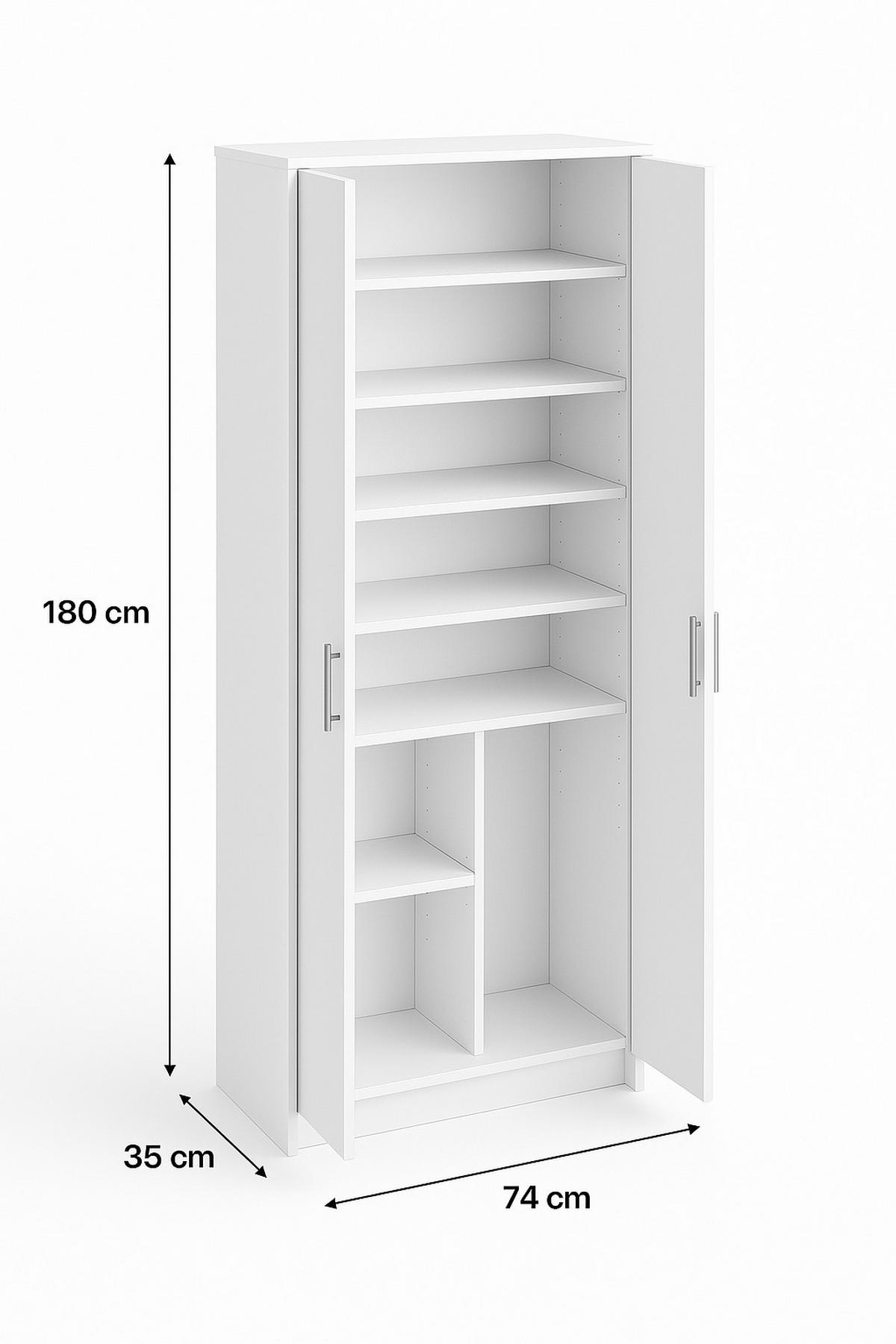 MEHRZWECKSCHRANK R002 weiss - Weiß, Holzwerkstoff (74/180/35cm) - roe furniture