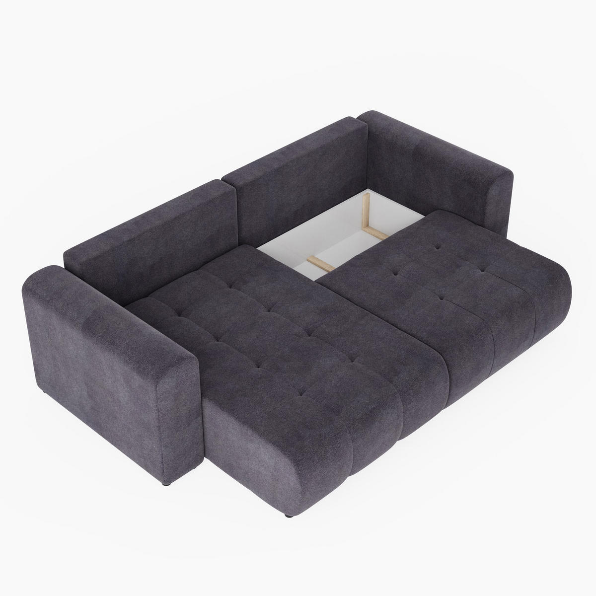 ECKSOFA RIVA Links Dunkelgrau Velours-Stoff Premium L-Form Couch mit Schlaffunktion & Bettkasten - Dunkelgrau/Schwarz, Holz (255/160cm) - Barchello