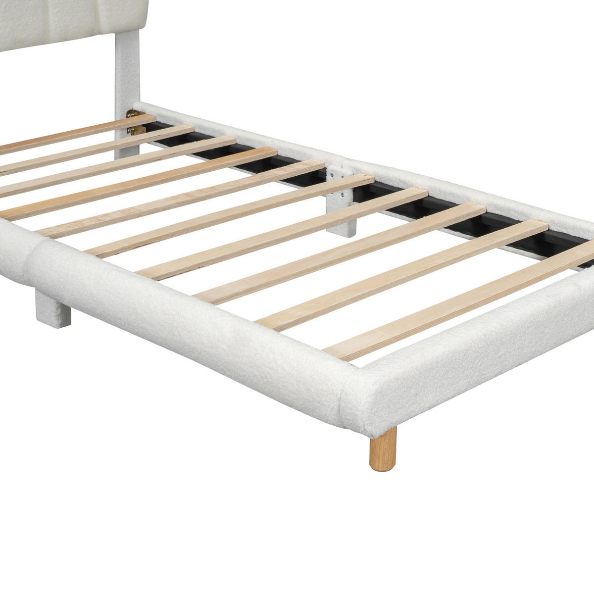 KINDERBETT 90/200 cm mit gepolstertem Blüten-Kopfteil aus Plüsch, Weiß - Weiß, Textil (90/200cm) - Redom