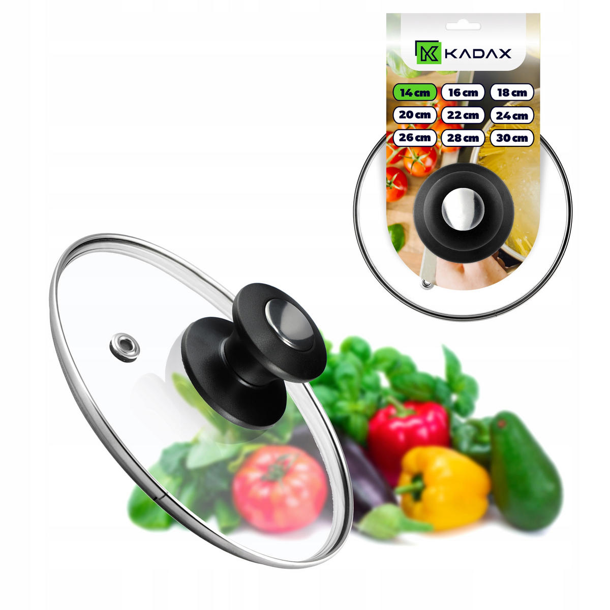 DECKEL mit Griff, 14 cm, 1 Stück - Transparent, Glas/Kunststoff (14cm) - KADAX