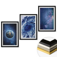 WANDBILDER 3er-Set - 40x60 cm Schwarzer Rahmen - Erde Weltraumsturm Galaxie - Schwarz, Kunststoff (40/60cm) - ArtPrintCave