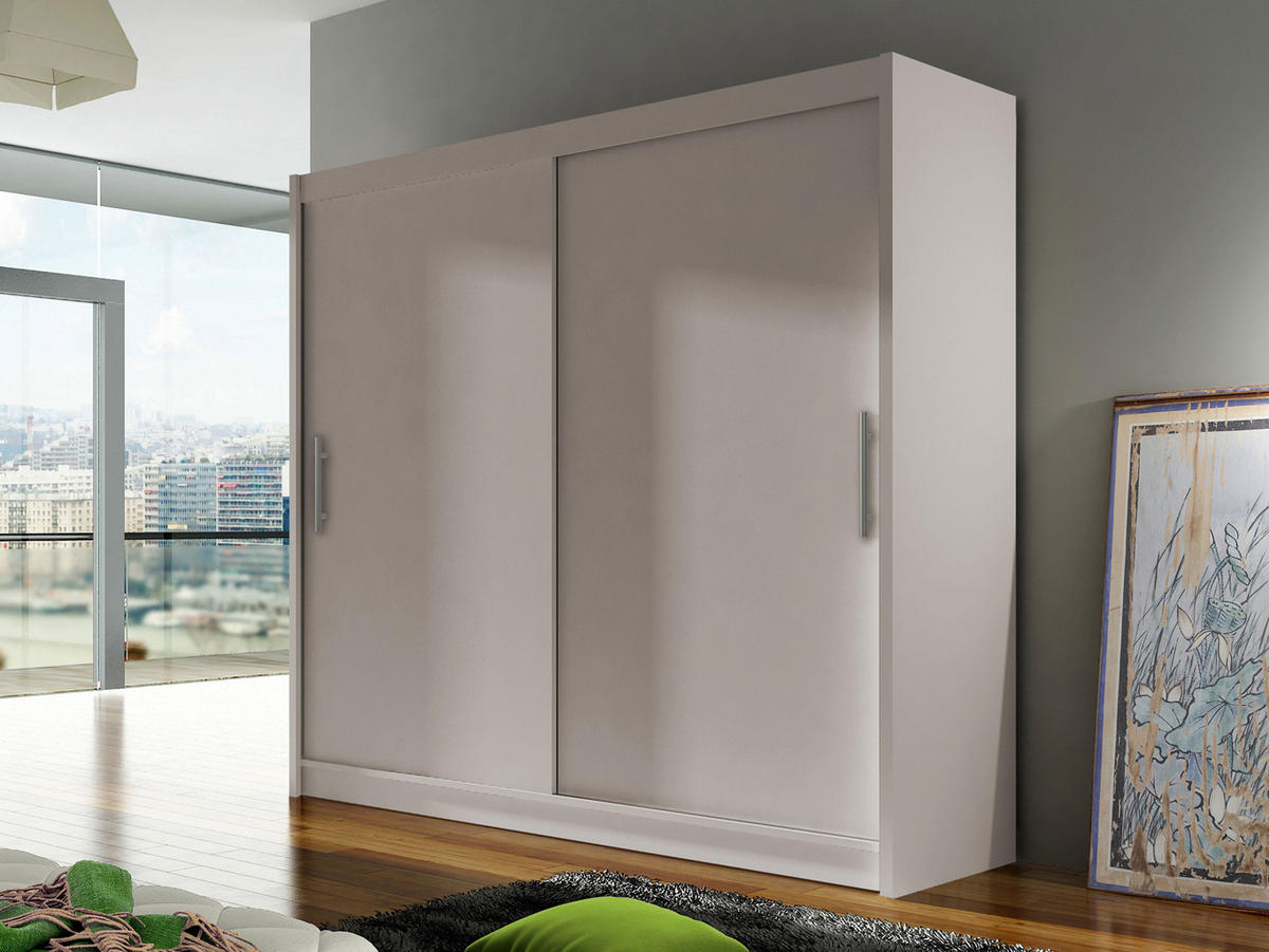 KLEIDERSCHRANK London I 180 - Kaschmir/Silberfarben, Holzwerkstoff/Kunststoff (180/215/58cm) - MIRJAN24