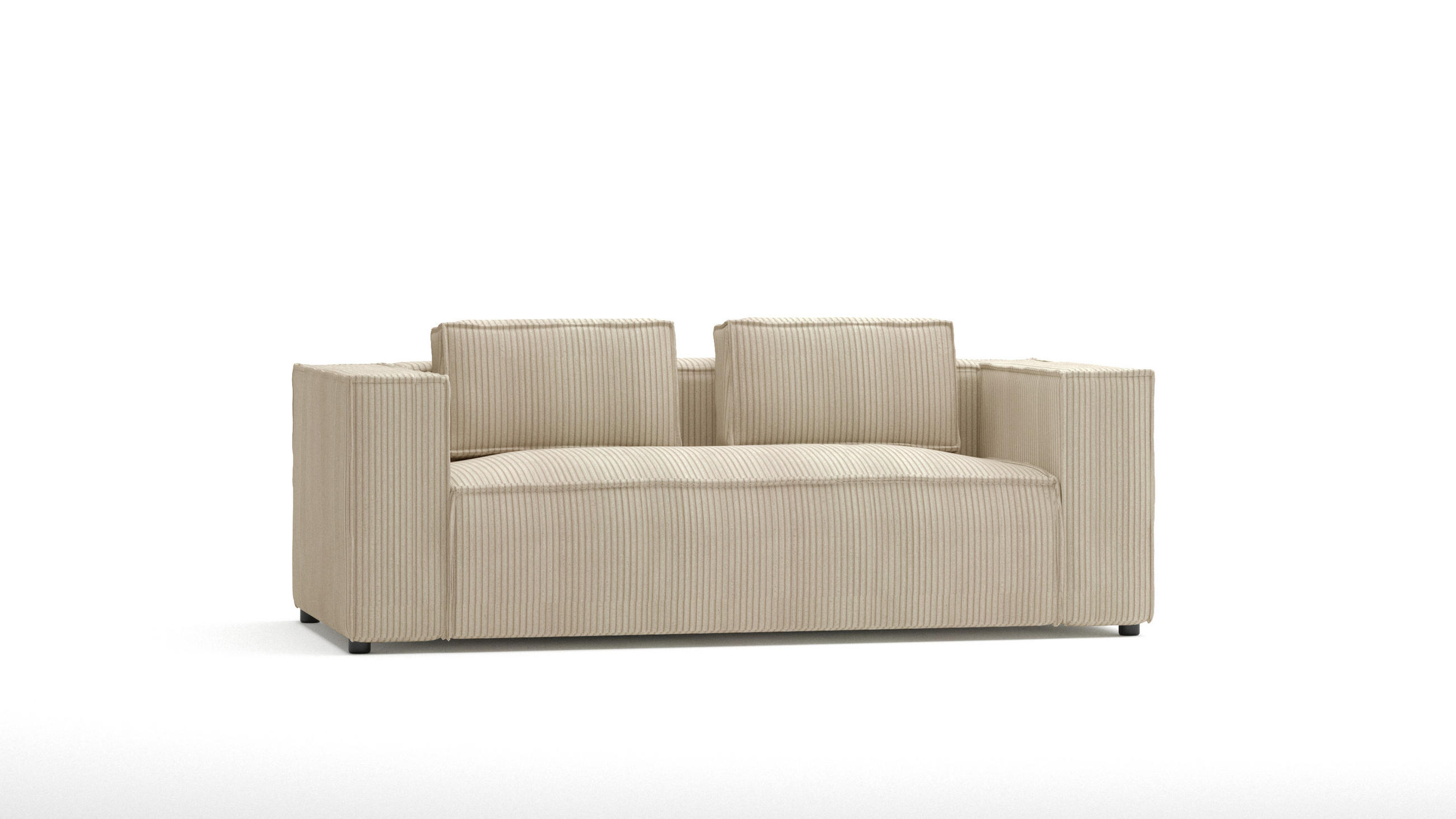 2-SITZER-SOFA Nova Beige Cord - Beige/Schwarz, Holz/Kunststoff (196/64/92cm) - S-Style Möbel