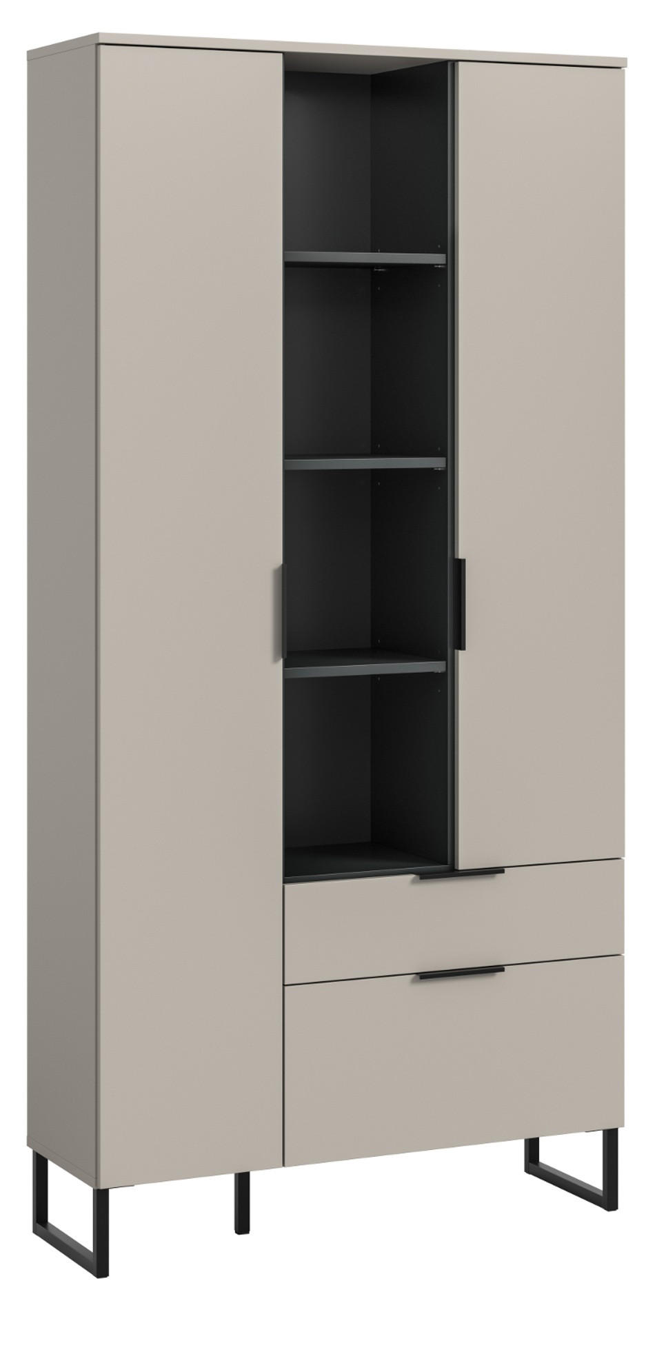 Inn.Furn Stauraumschrank Kaschmir, Schwarz 90x192x37 cm