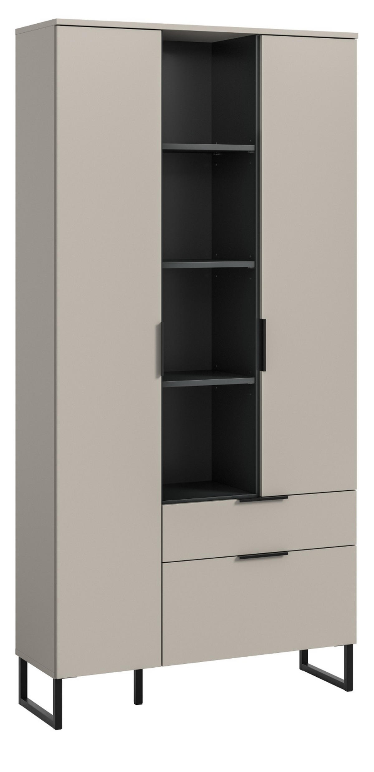 STAURAUMSCHRANK Kaschmir, schwarz 90 x 192 cm, Mehrzweckschrank mit Soft-Close - Kaschmir/Schwarz, Holzwerkstoff/Kunststoff (90/192/37cm) - Inn.Furn