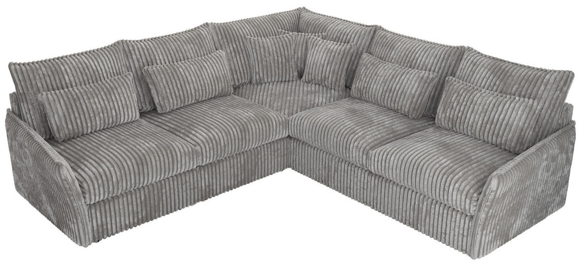 ECKSOFA VERSO L Hellgrau Cord - Hellgrau/Schwarz, Kunststoff/Textil (270/270cm) - MKS
