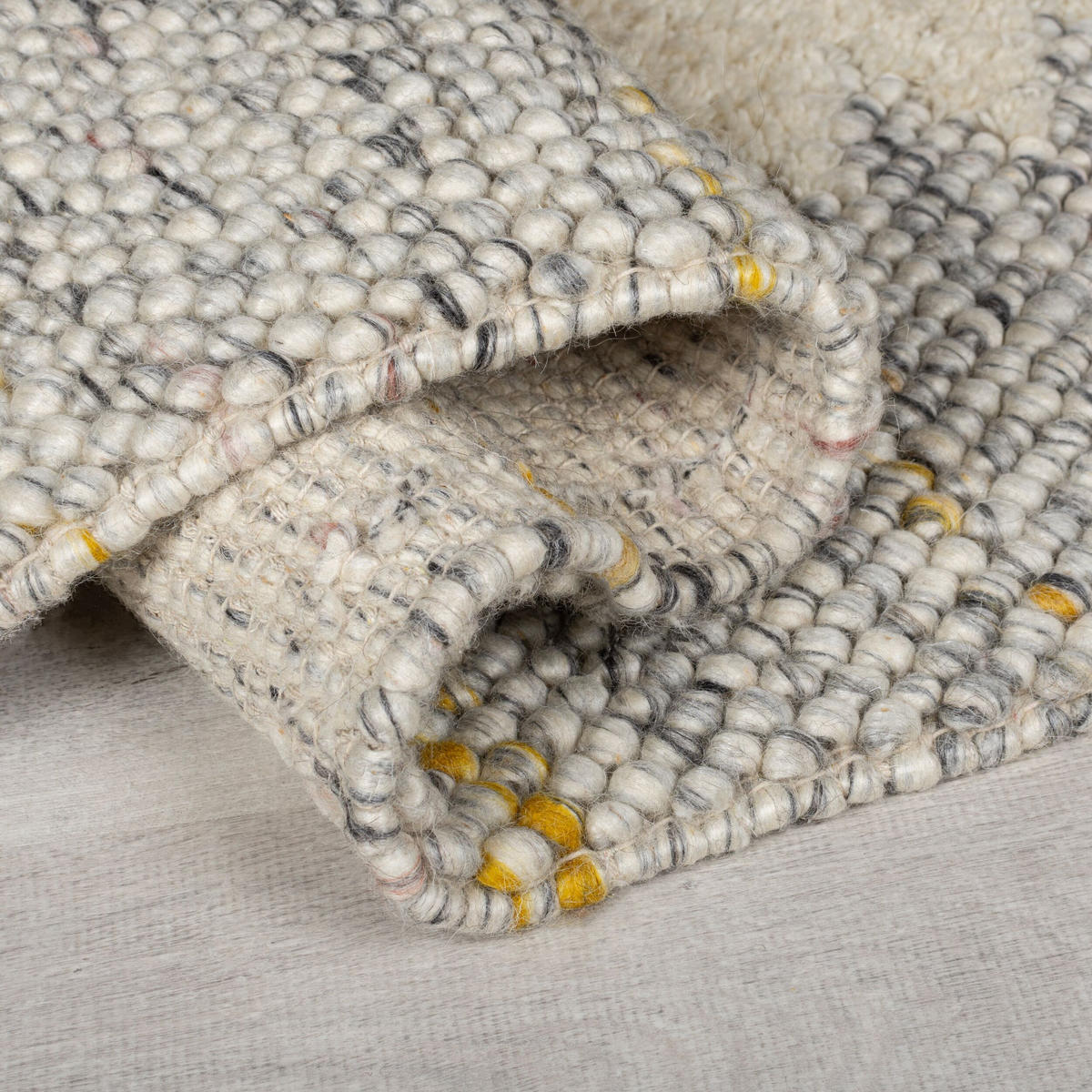 WOLLTEPPICH handgewebt MEDWAY, mit Bordüre, Beige-Grau, 60 x 230 cm - Beige, Textil (60/230cm) - KADIMA DESIGN