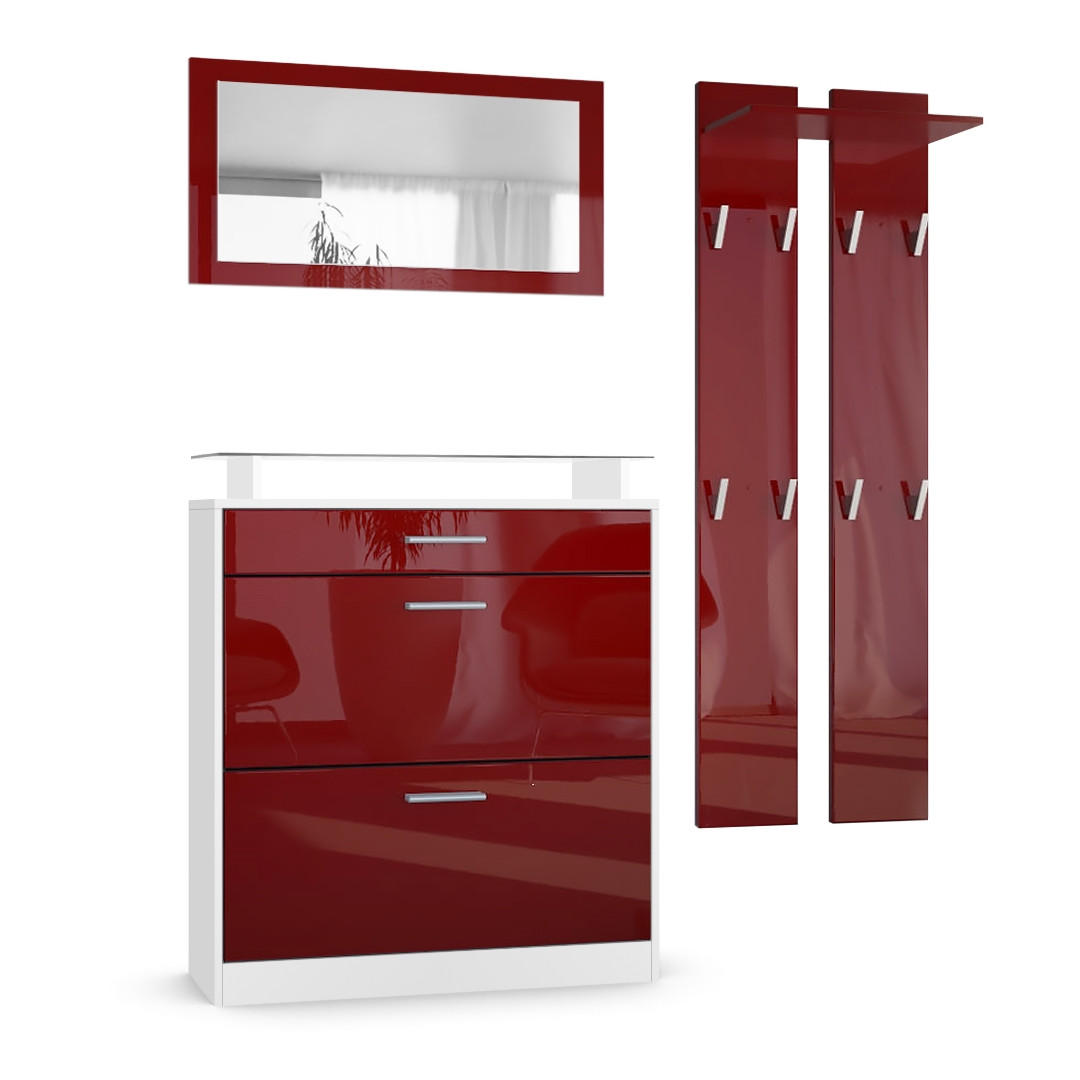 GARDEROBE Loret Front in Bordeaux Hochglanz - Bordeaux, Holzwerkstoff (180/200/23cm) - Vladon