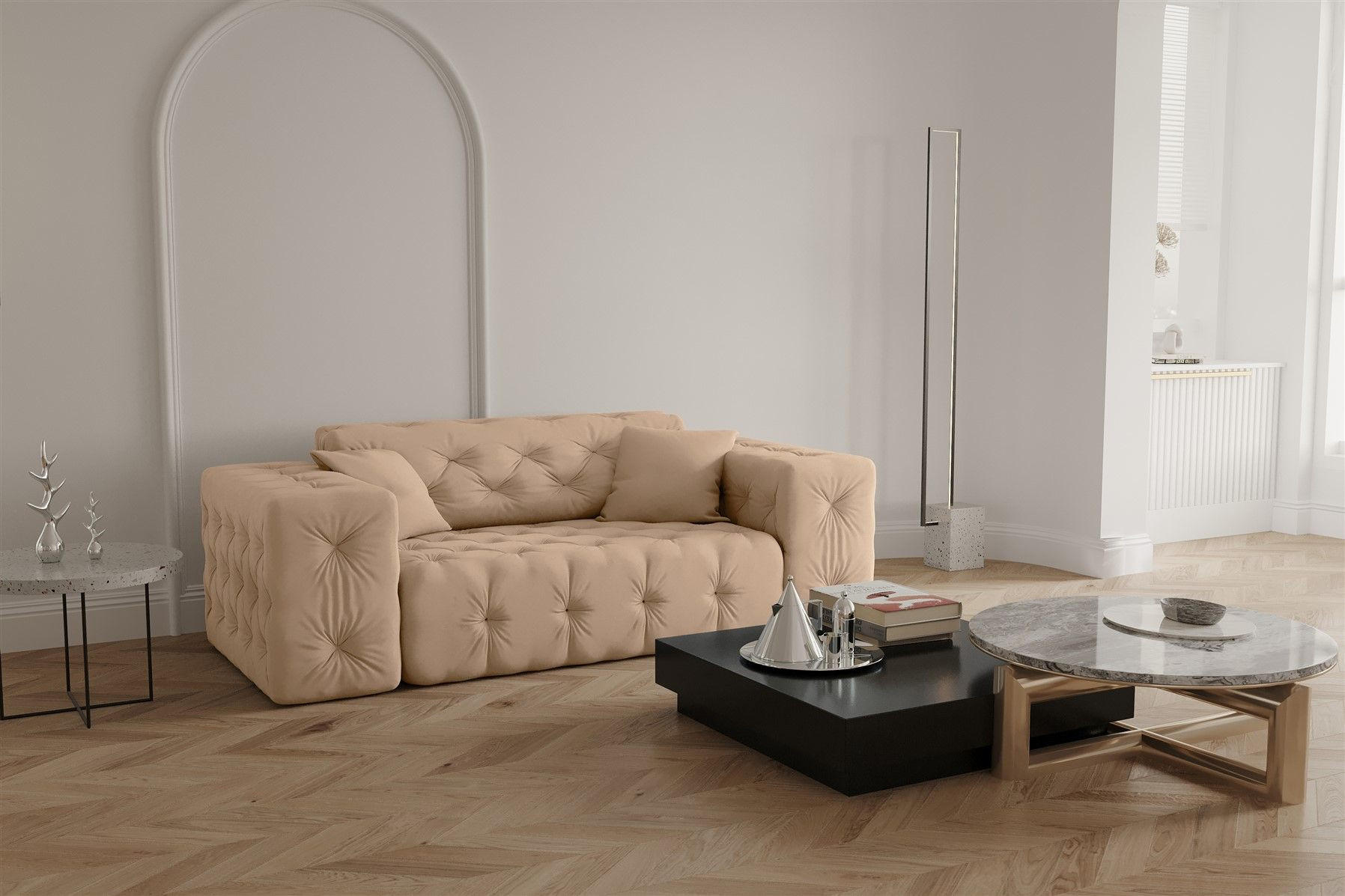 SOFA 2-sitzer Chantal - Beige, Holzwerkstoff/Textil (186/78/96cm) - Fun Möbel