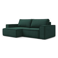 ECKSOFA mit Schlaffunktion Strukturstoff Stoff Grün - Dunkelgrün/Schwarz, Kunststoff/Textil (148/257cm) - Makamii