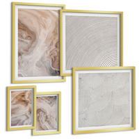 BILDER SET 5er Set - 50x50 cm & 20x30 cm & 40x60 cm Goldrahmen - Marmorstein-Texturmuster - Goldfarben, Kunststoff (40/60cm) - TULUP