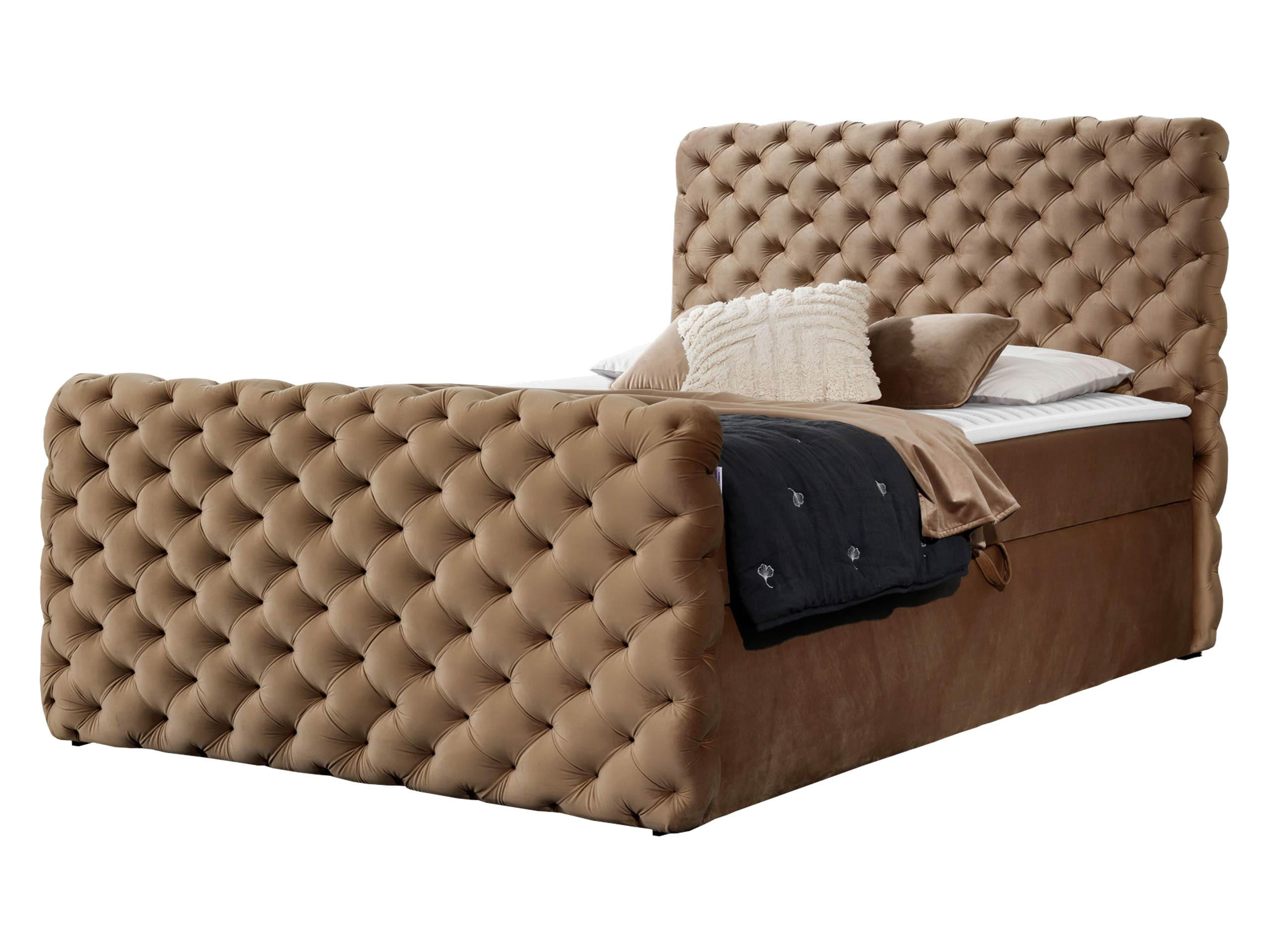 BOXBETT Chesterfield Lux - Cappuccino, Holz (120/200cm) - MIRJAN24