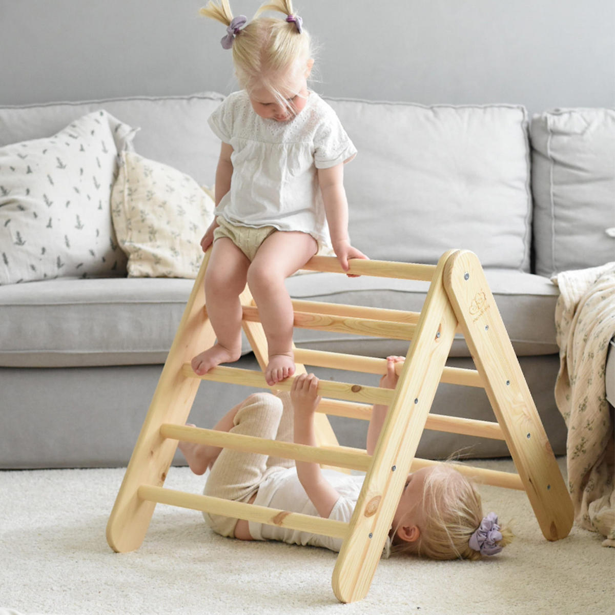 KLETTERDREIECK für Kinder, Montessori, Natur - Beige, Holz (59.5/59/60cm) - MeowBaby