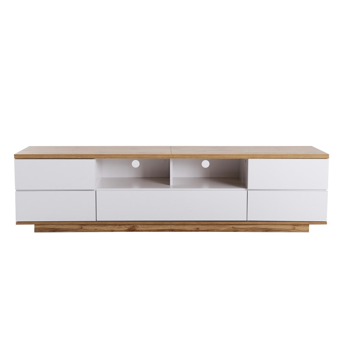 TV-SCHRANK 180 cm in Weiß & Holz-Optik Modernes Color-Block-Design - Weiß, Holzwerkstoff (180/46/38cm) - Urban Meuble