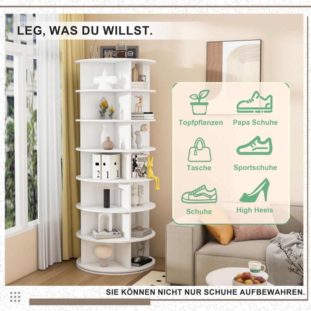 BOTNÍK, 60/60/161 cm, PVC bílý, otočný 360° se 7 úrovněmi - bílá, plast (60/161/60cm) - BEAOK
