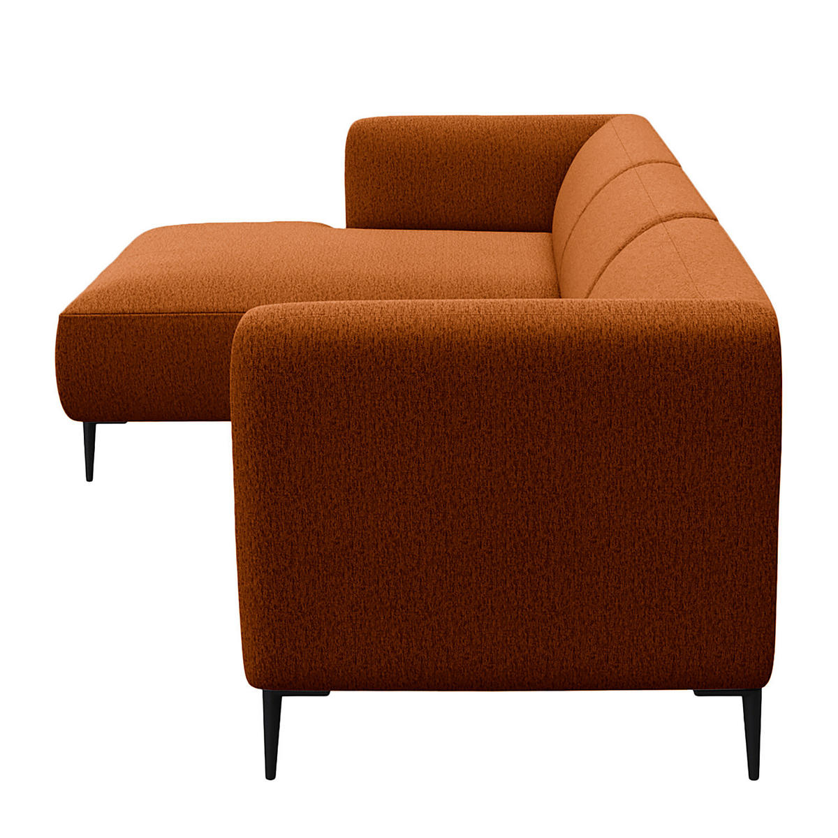 2,5-SITZER ECKSOFA mit Longchair - Rostfarben/Schwarz, Textil/Metall (271/148cm) - home24