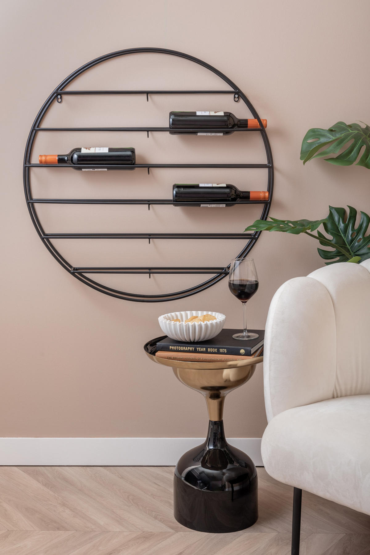 WEINREGAL Redondo 80/9/80 cm - Schwarz, Metall (9/80/80cm) - Present Time