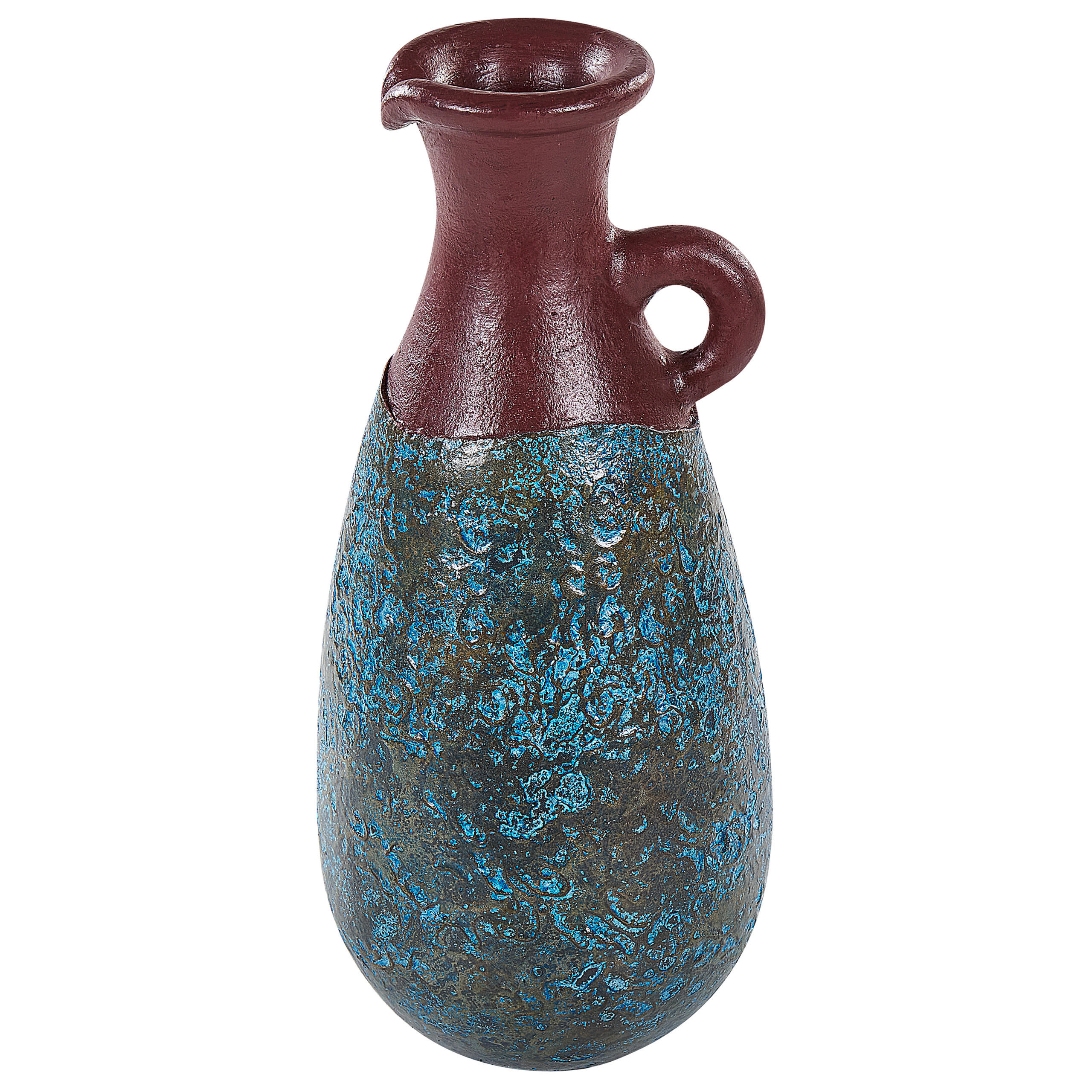 DEKOVASE Terrakotta blau Velia - Blau, Stein (40cm) - Beliani