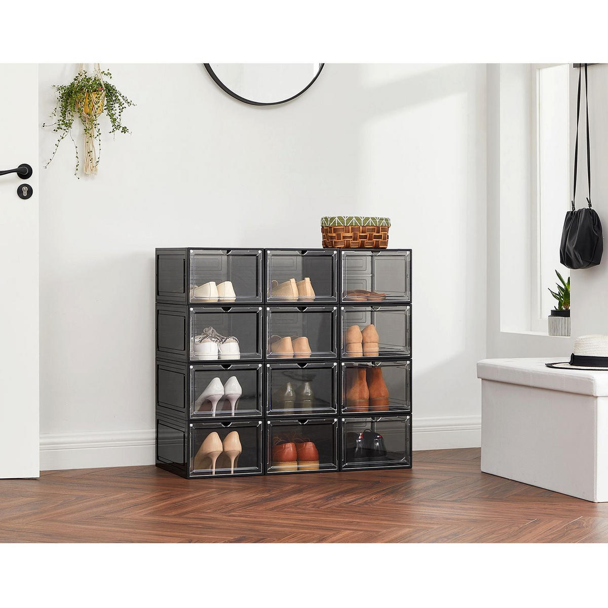 SCHUHBOXEN SYDNEY 12ER-SET - Schwarz, Kunststoff (34.5/19/27cm) - Hansiro