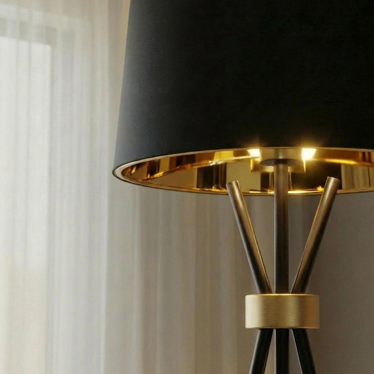 STEHLAMPE LUNA - Schwarz, Metall (21.5/21.5/165cm) - Home Deluxe