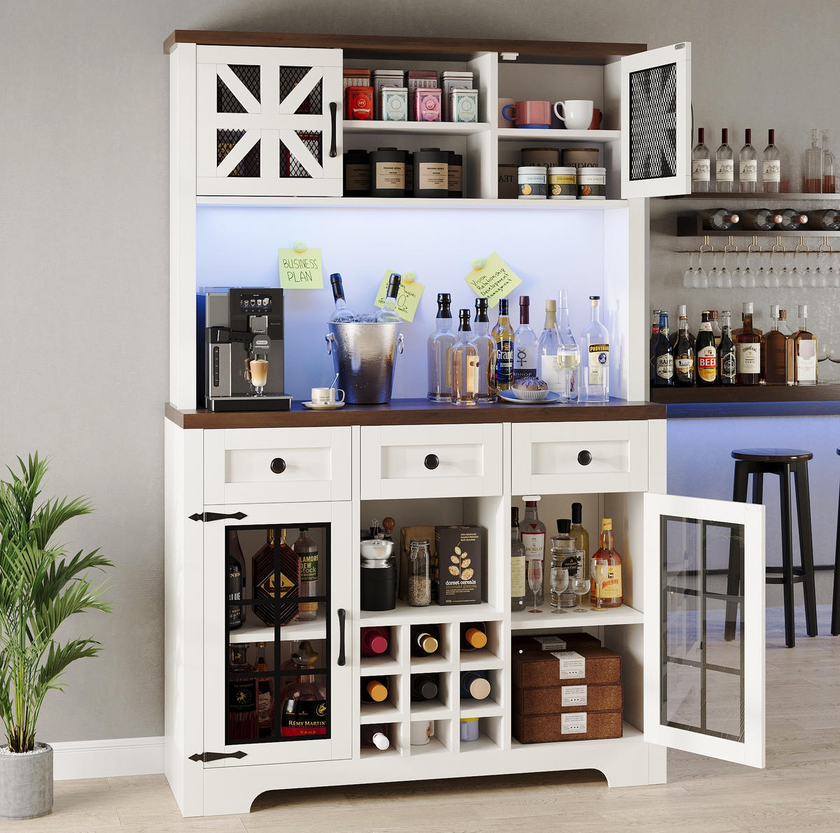 HOCHSCHRANK mit LED 120 x 40 x 180 cm MDF Glas White - Weiß, Glas (40/180/120cm) - Meubliv