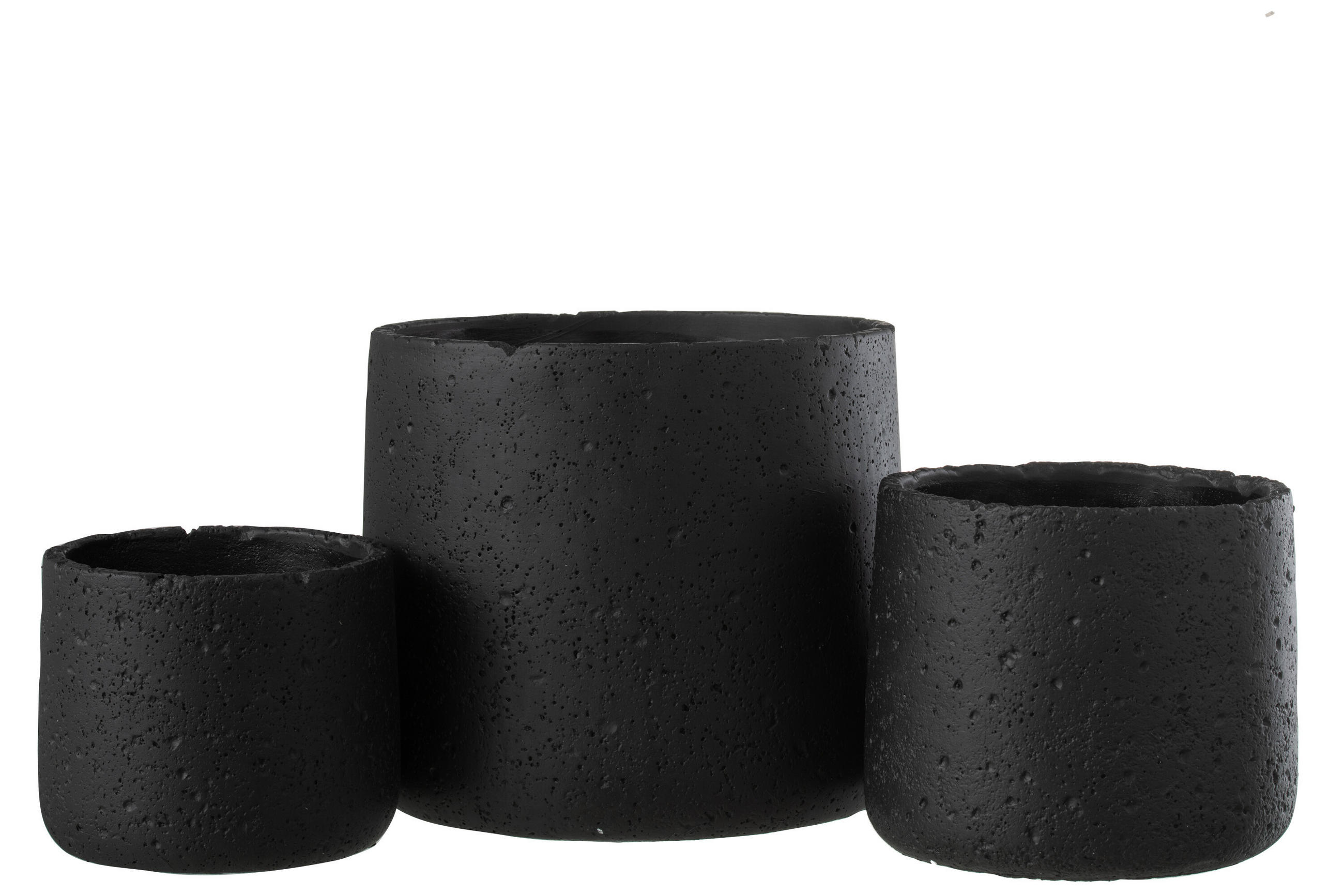 BLUMENTOPF POTINE - Töpferei - Schwarz - L - Ø 19 cm - Schwarz, Keramik (19/17cm) - J-Line